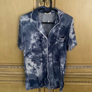 Ekouaer Blue Tie Dye Pajama Set